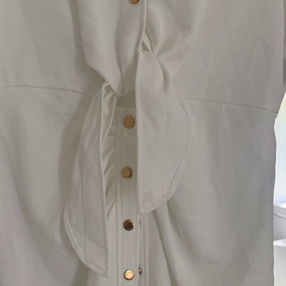 Sandro Ivory Midi Dress with Metallic Accents size 42 - Picture 9 of 10